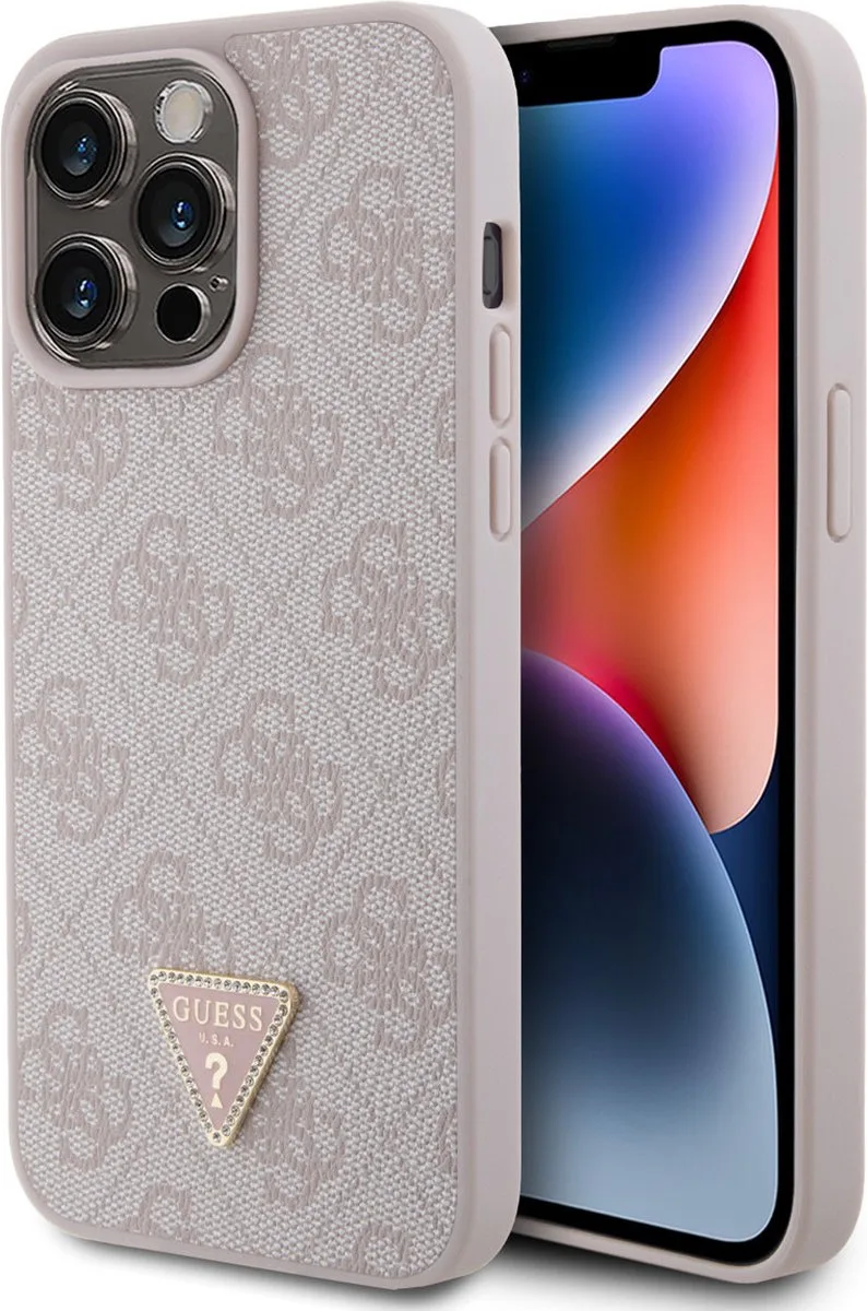 Guess 4G Triangle Logo Back Case voor Apple iPhone 15 Pro Max (6.7") fra Guess i Lyserød – produktbillede