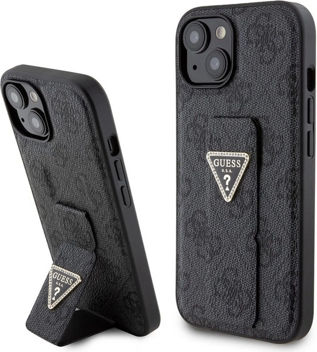 Guess 4G Triangle Logo Grip Back Case - Geschikt voor Apple iPhone 15 (6.1") van Guess in Grijs – productfoto