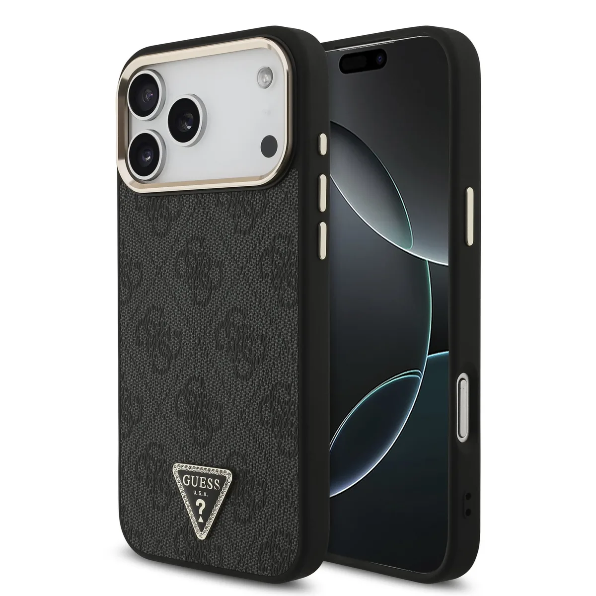 Guess 4G Triangle Logo hoesje met MagSafe voor iPhone 17 Pro Max en iPhone 18 Pro Max - Zwart van Guess – productfoto