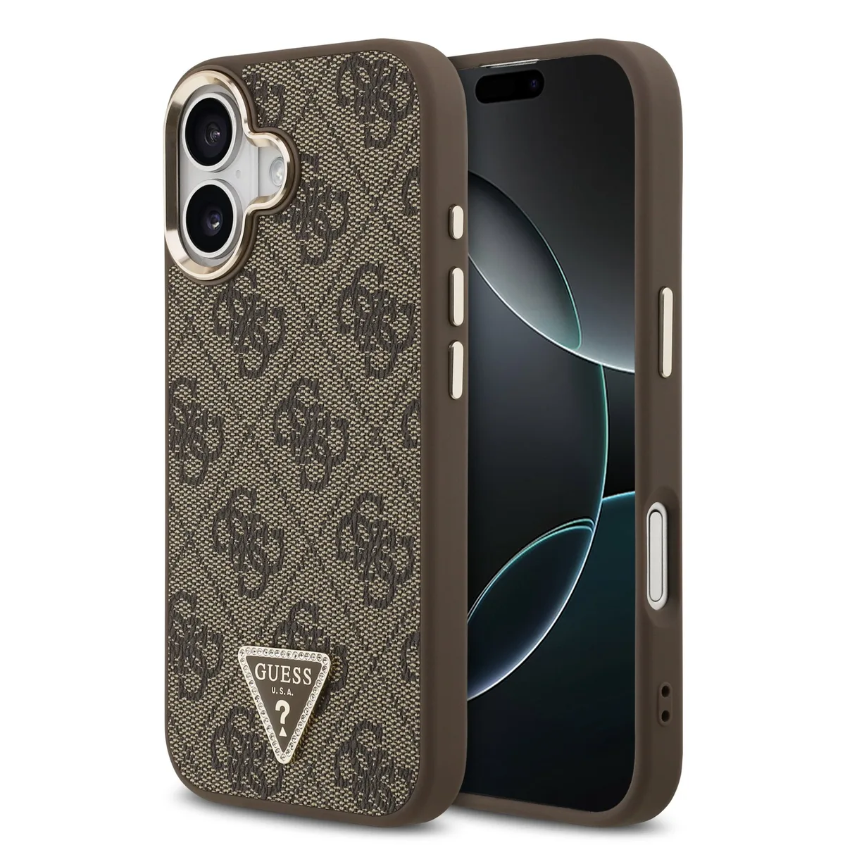 Guess 4G Triangle Logo iPhone 17 hoesje met MagSafe - Bruin von Guess – Produktfoto
