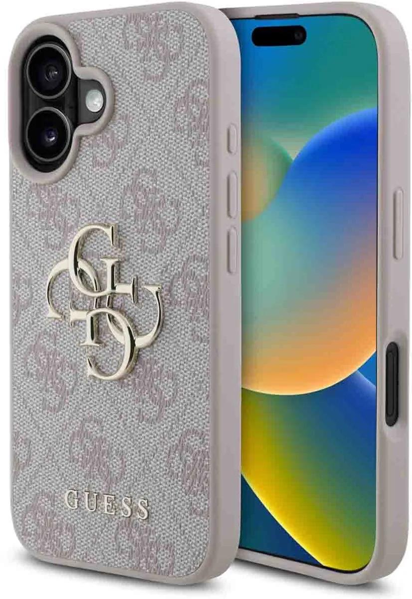 Guess-iPhone 16 Backcover hoesje-4G PU big Logo fra Guess i Lyserød – produktbillede
