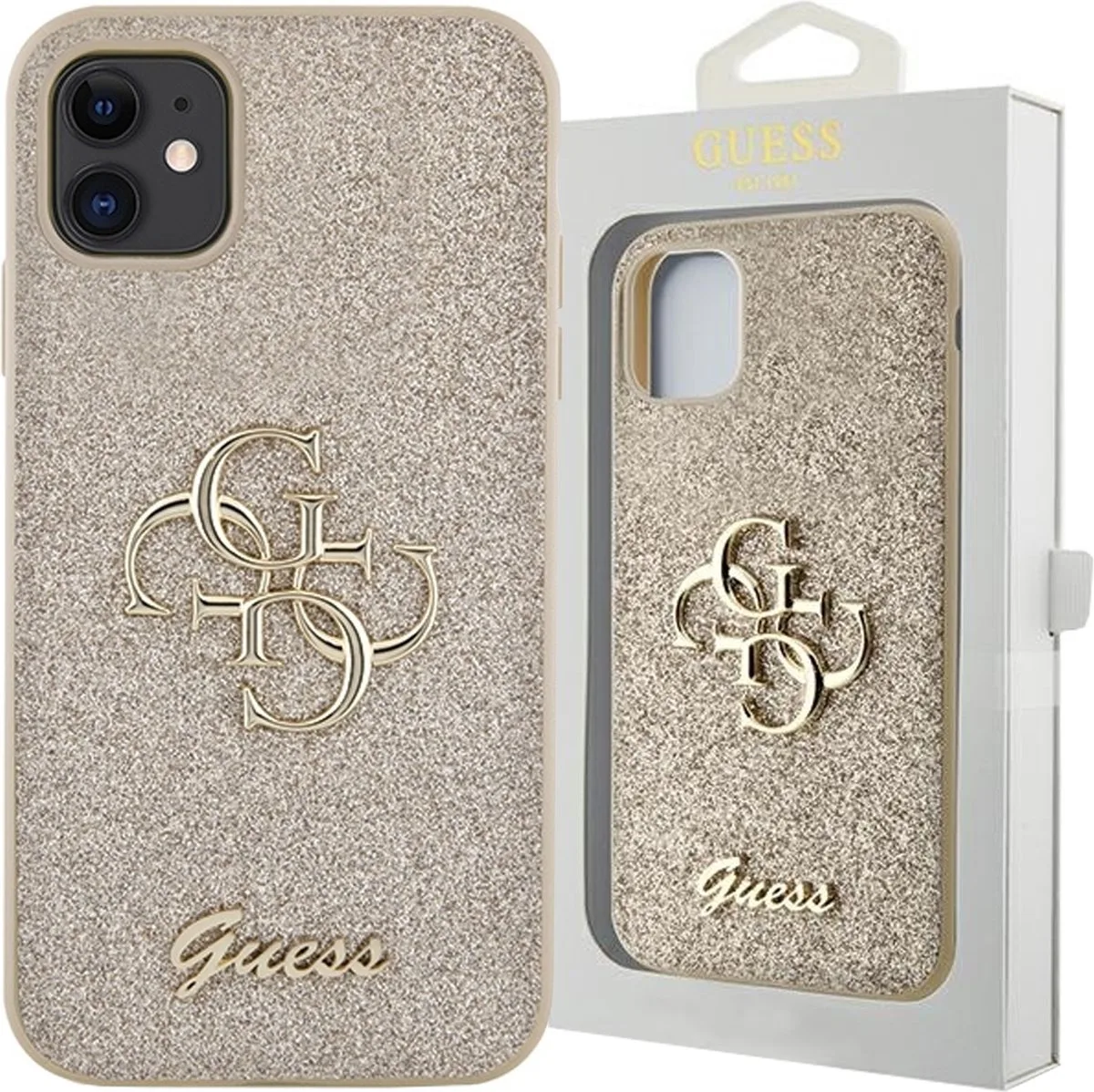 GUHCN61HG4SGD - hoesje voor iPhone - 11 / Xr - Glitter - Script - Big - 4G fra Guess i Guld – produktbillede