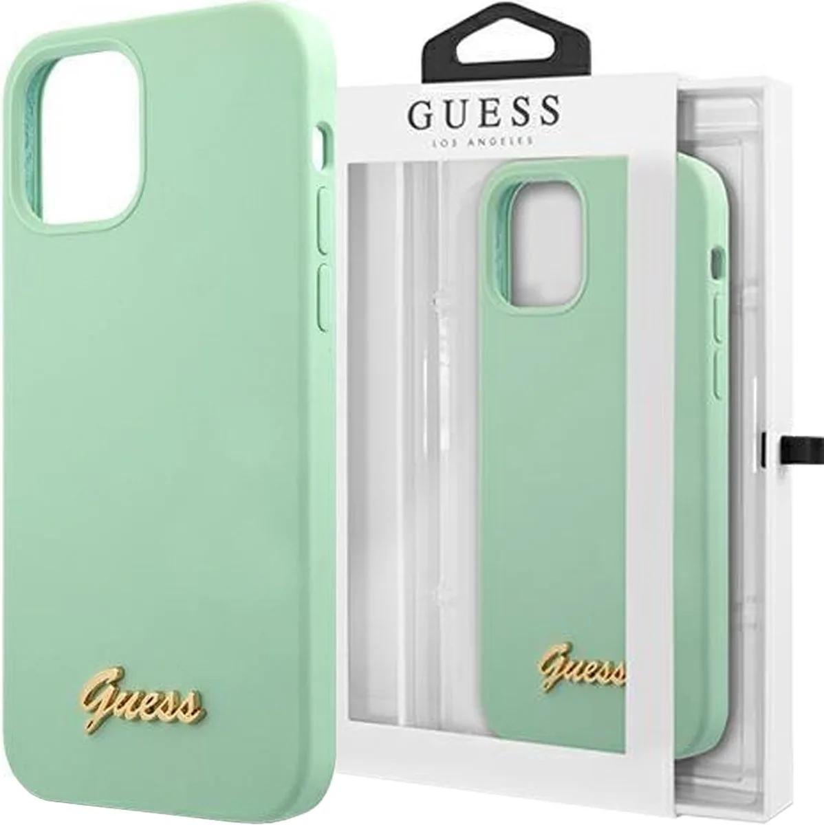 GUHCP12MLSLMGGN - iPhone 12/12 Pro 6.1 groen/groen hardcase Metal Logo Script fra Guess i Grøn – produktbillede