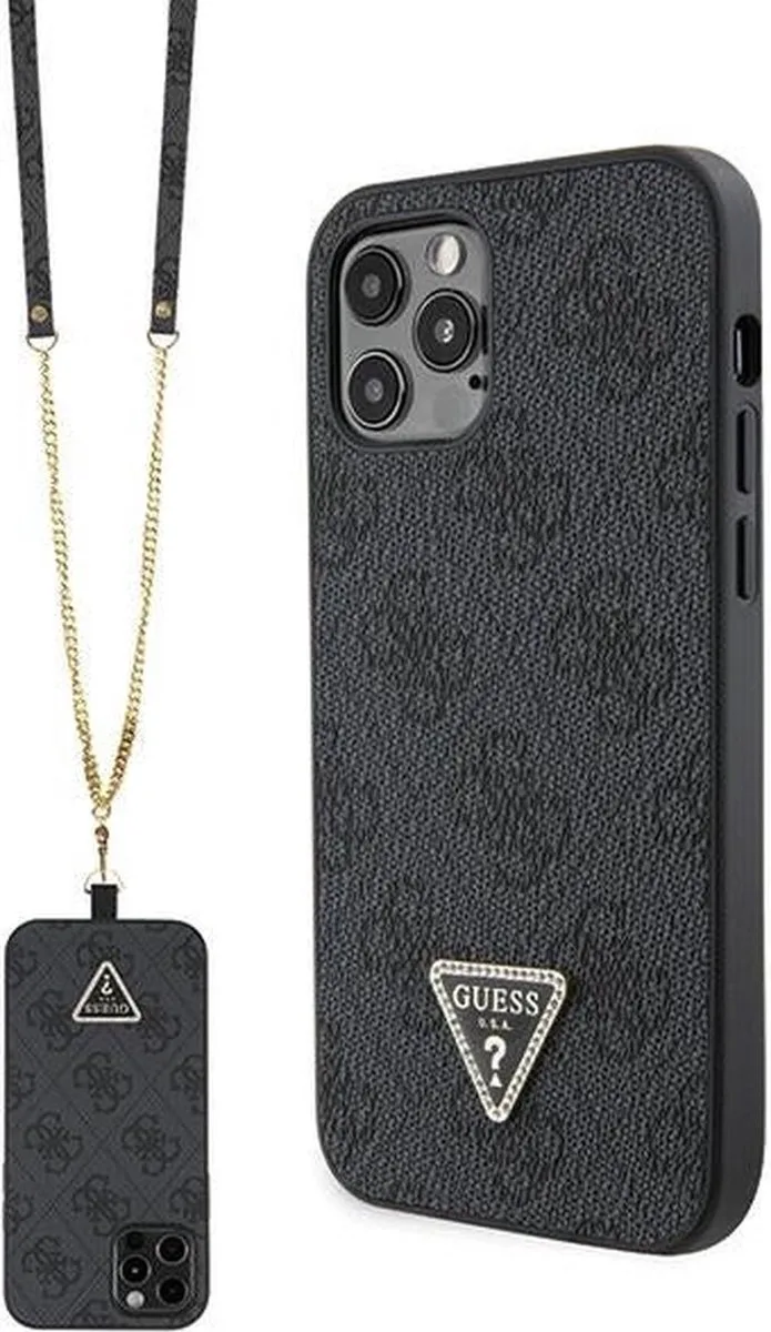 GUHCP12MP4TDSCPK iPhone 12 / 12 Pro black hardcase Crossbody 4G Metal Logo de Guess en Noir – photo produit