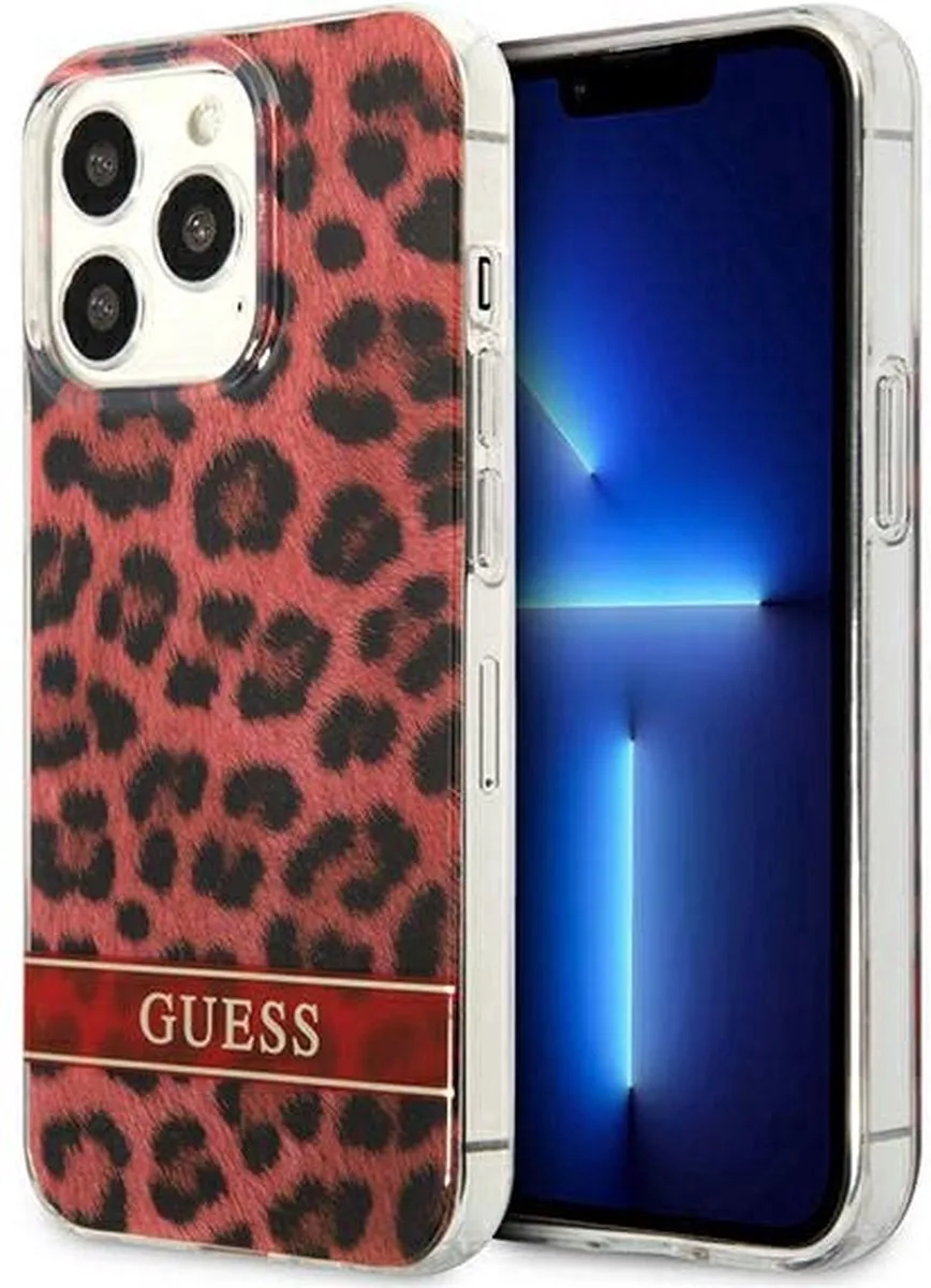 GUHCP13LHSLEOR Hulle fur iPhone 13 Pro / 13 6,1" rot/red hardcase Leopard från Guess i Röd, Leopard – produktbild