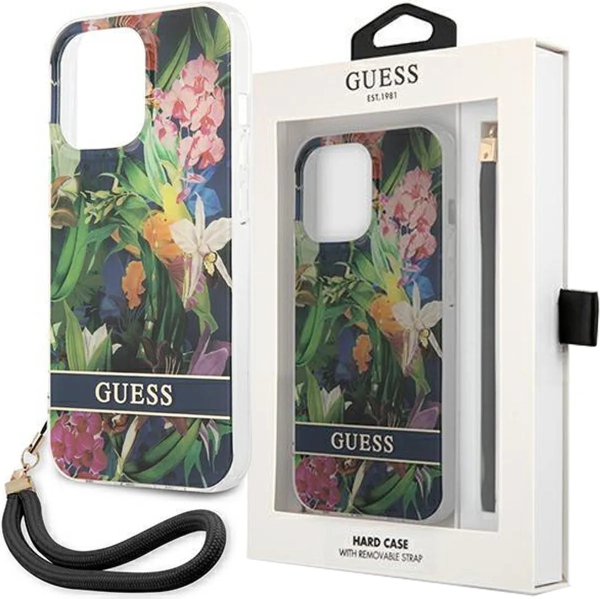GUHCP13XHFLSB - iPhone - 13 - Pro - Max - 6.7 - blauw/blauw - hardcase - bloemenband de Guess en Bleu – photo produit