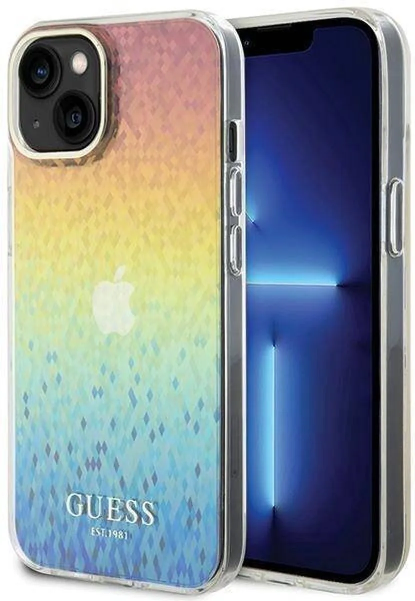 GUHCP15SHDECMI iPhone 15 6.1" wielokolorowy hardcase IML Faceted Mirror Disco Iridescent de Guess en Wielkleurig – photo produit