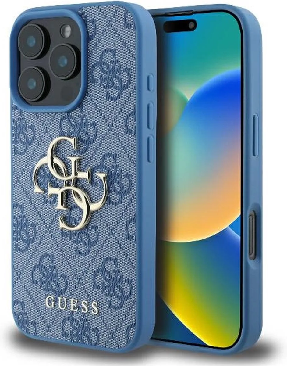 GUHCP16X4GMGBL iPhone 16 Pro Max 6,9" blauw/blauw hardcase 4G Groot Logo fra Guess i Blå – produktbillede
