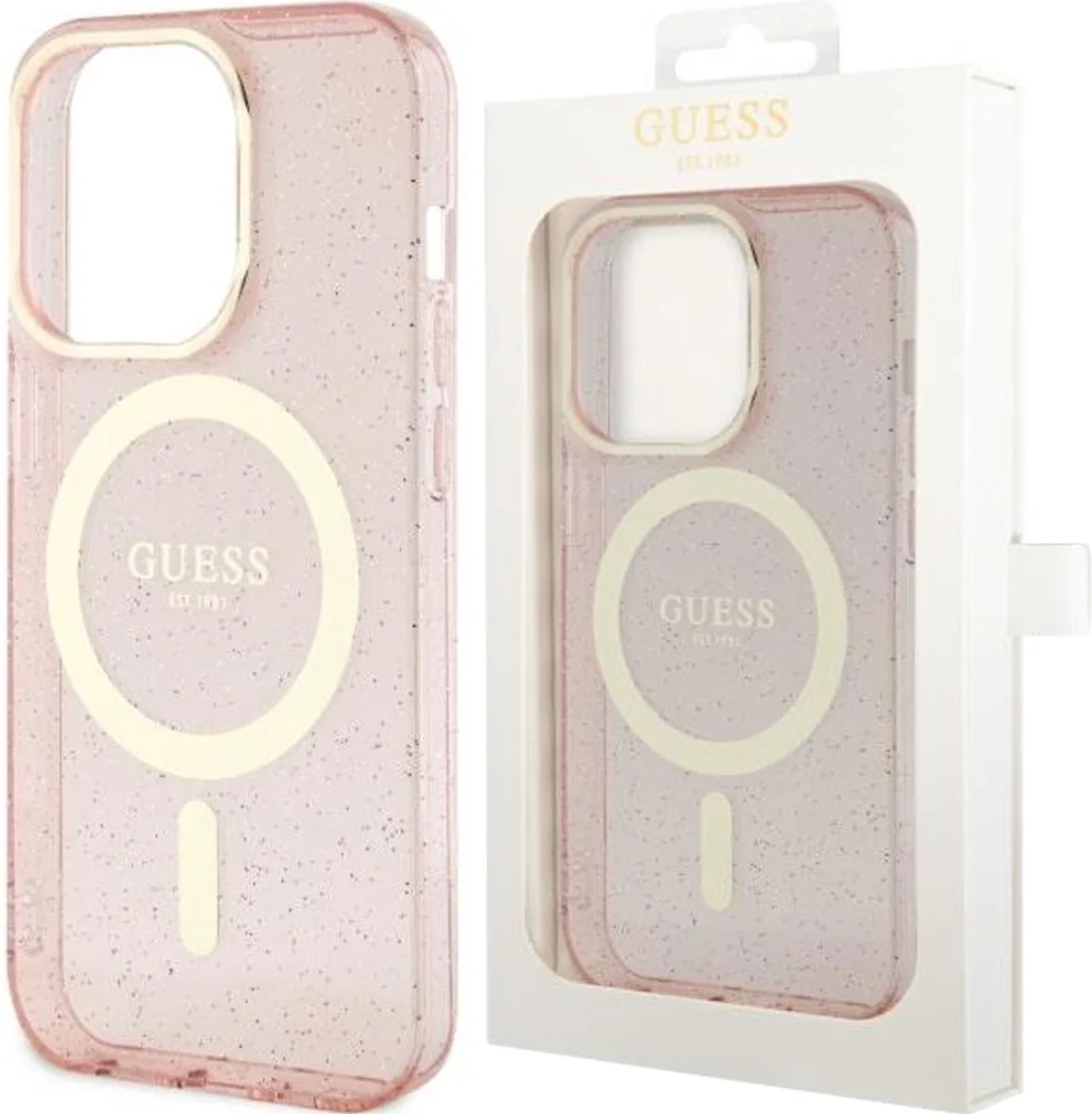 GUHMN61HCMCGP - hoesje voor iPhone - 11 / Xr - Glitter - Goud - MagSafe de Guess en Rose – photo produit
