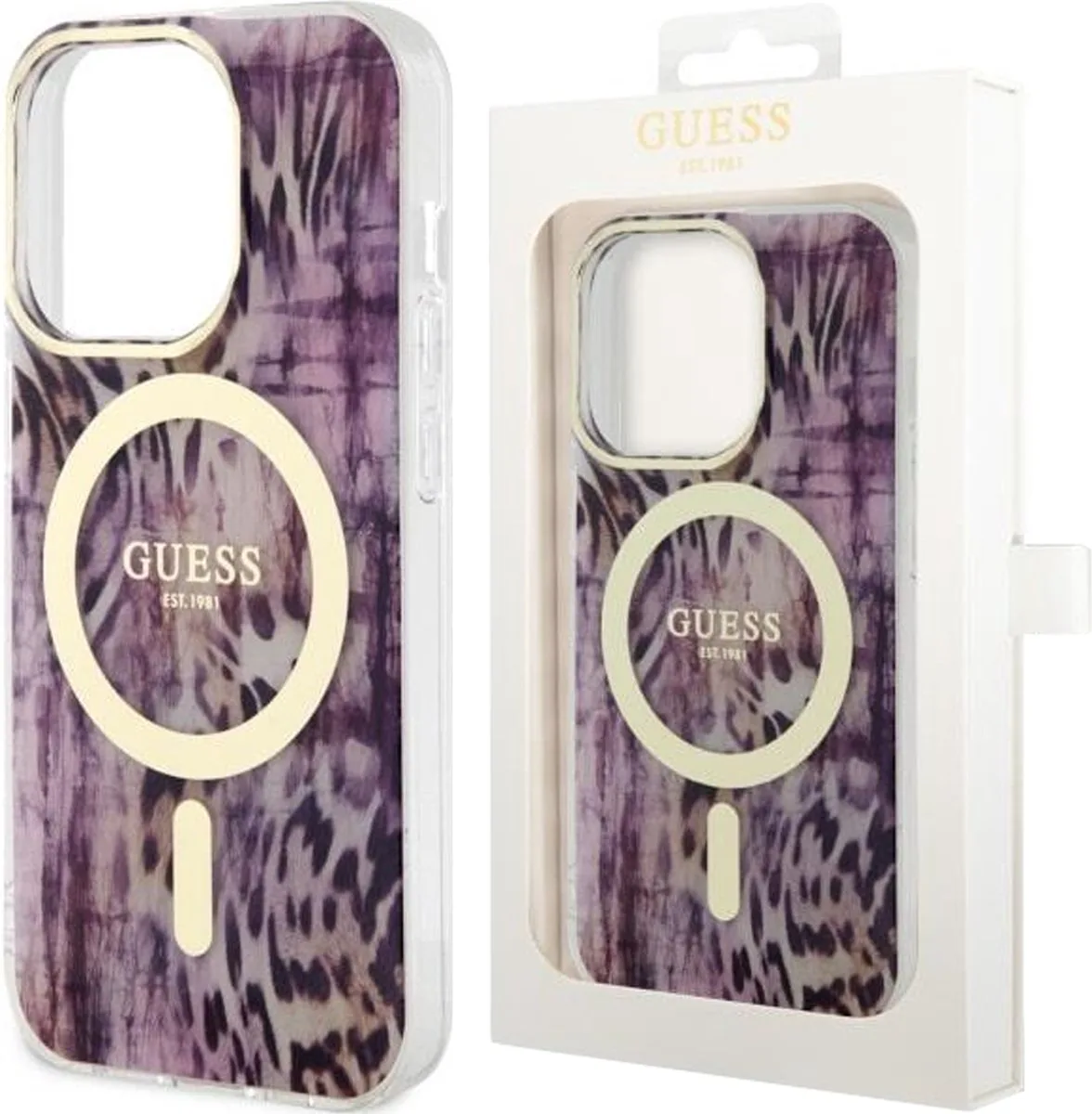 GUHMP14LHLEOPWP - hoesje voor iPhone - 14 - Pro - Leopard - MagSafe fra Guess i Lyserød – produktbillede