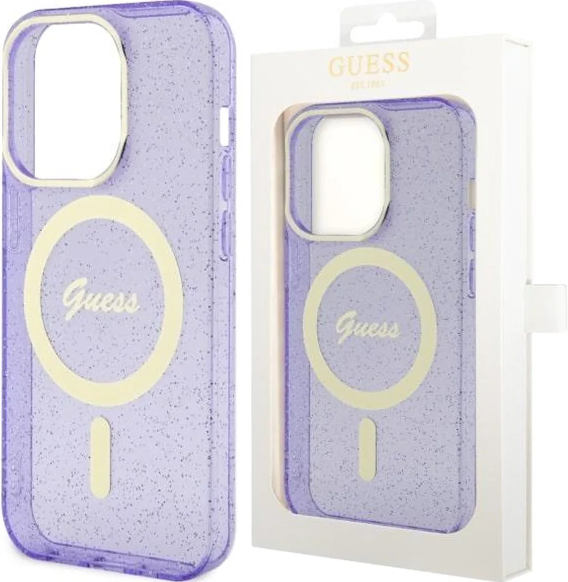 GUHMP14XHCMCGU - hoesje voor iPhone - 14 - Pro - Max - 6.7 - paars/paars - hardcase - Glitter - Goud - MagSafe de Guess en Violet – photo produit