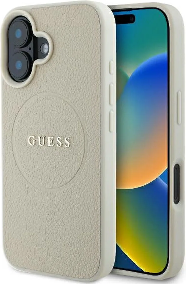 GUHMP16SPGHSMME iPhone 16 6.1" beige/beige hardcase Grained Ring MagSafe fra Guess i Universeel – produktbillede