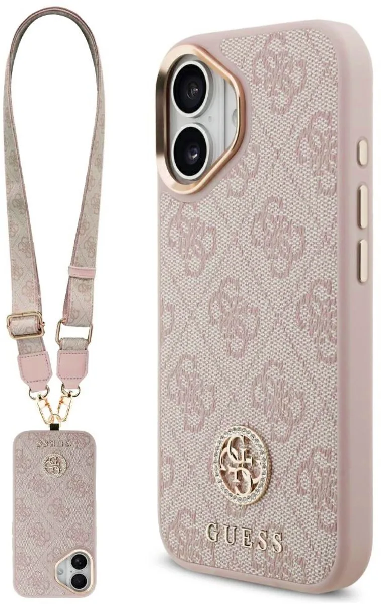 Hardcase 4G Strass Logo & Big Strap (GUHMP17SP4G4DCSP) - iPhone 17 - Pink by Guess in Pink – product photo