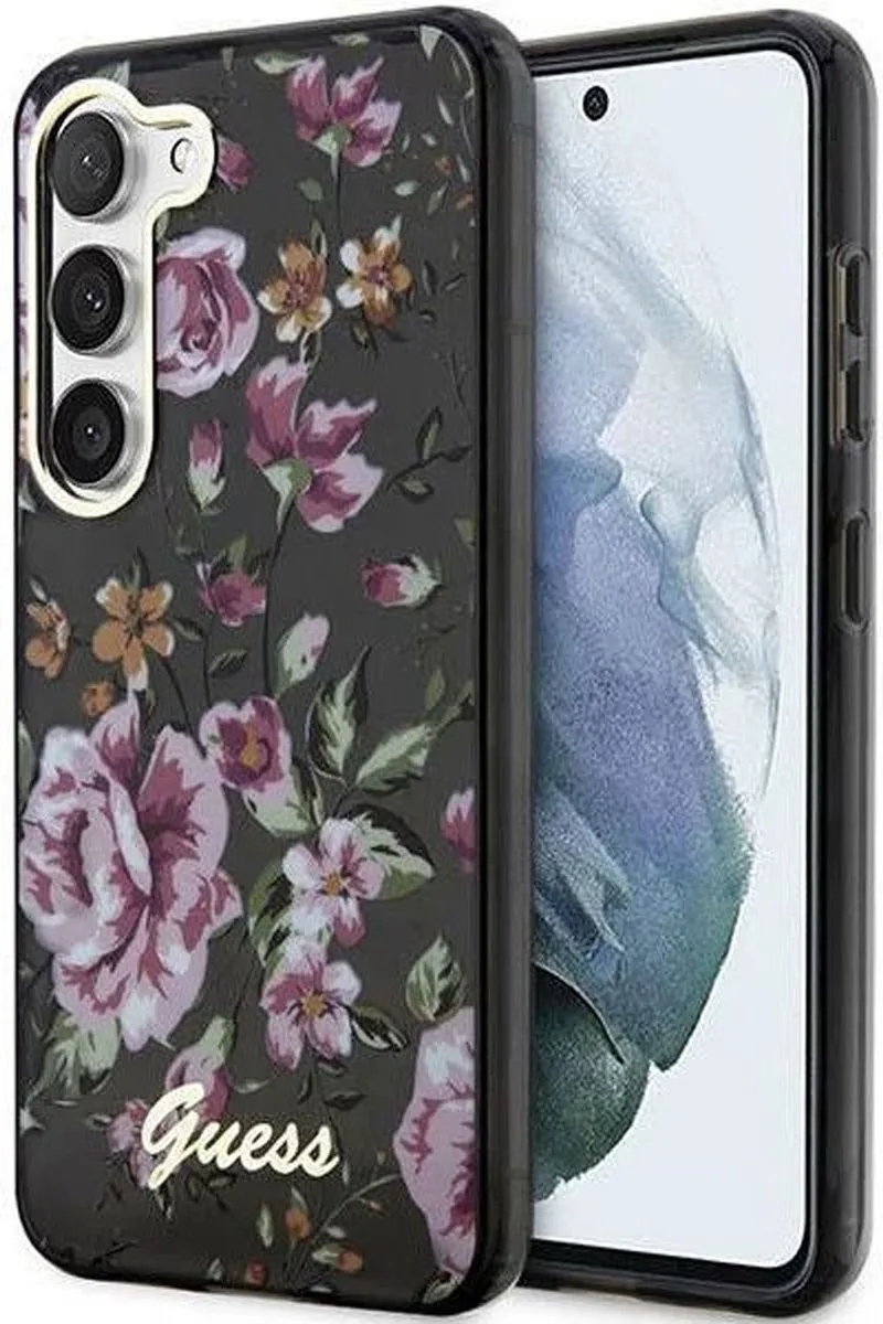 Hoesje Flower Back Cover Geschikt voor Samsung Galaxy S23 Plus de Guess en Noir – photo produit