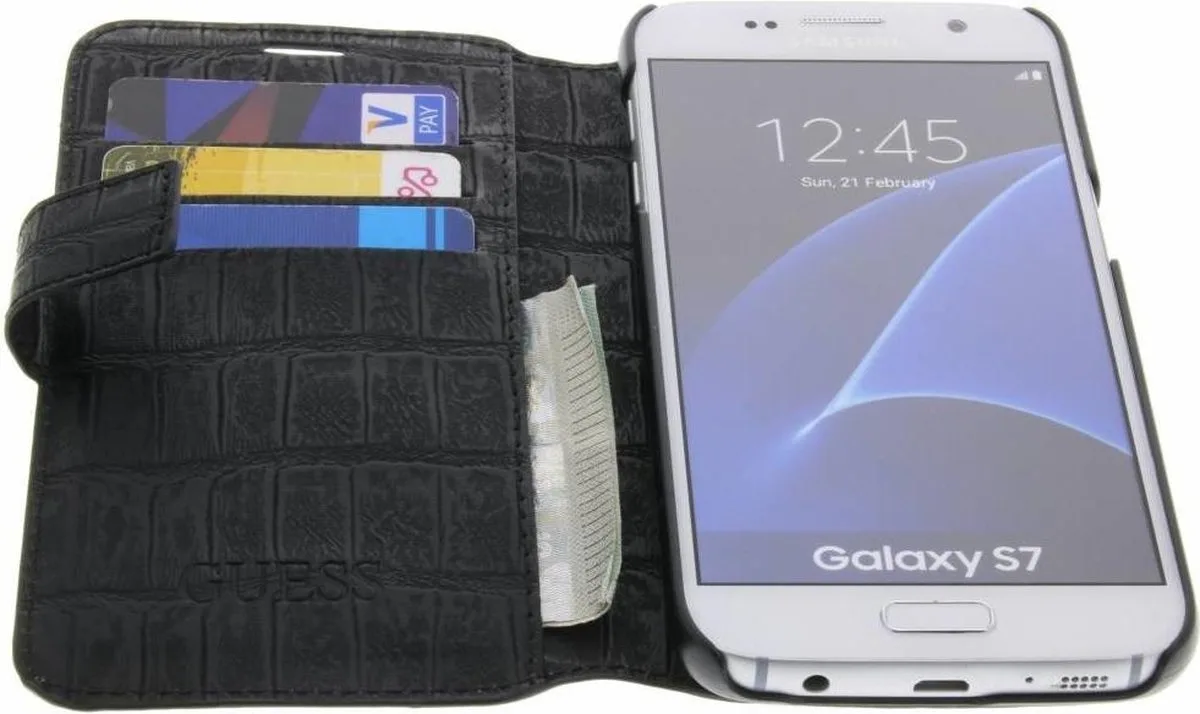 hoesje Galaxy S7 - Book Case - Limited Edition - Crocodile van Guess in Zwart – productfoto
