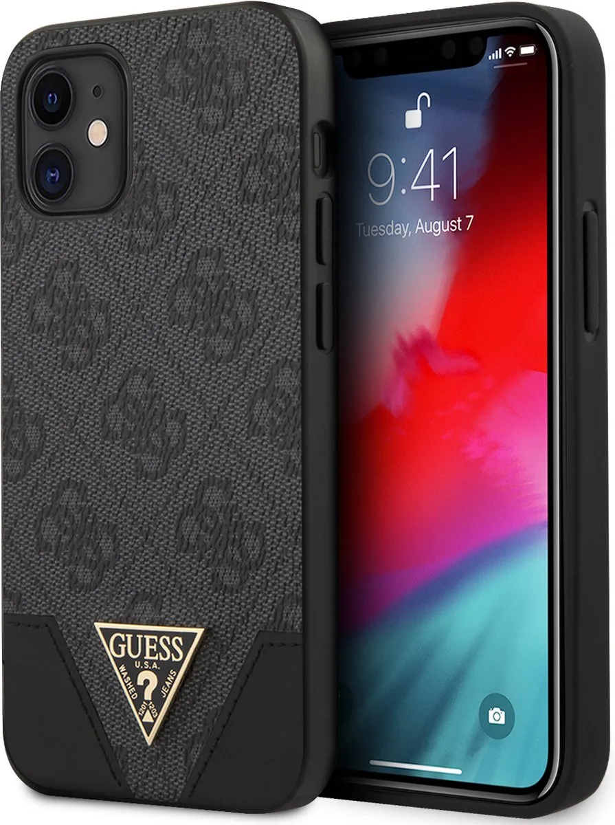 hoesje geschikt voor Apple iPhone 12 Mini - Kunstleer Back Cover från Guess i Grå – produktbild
