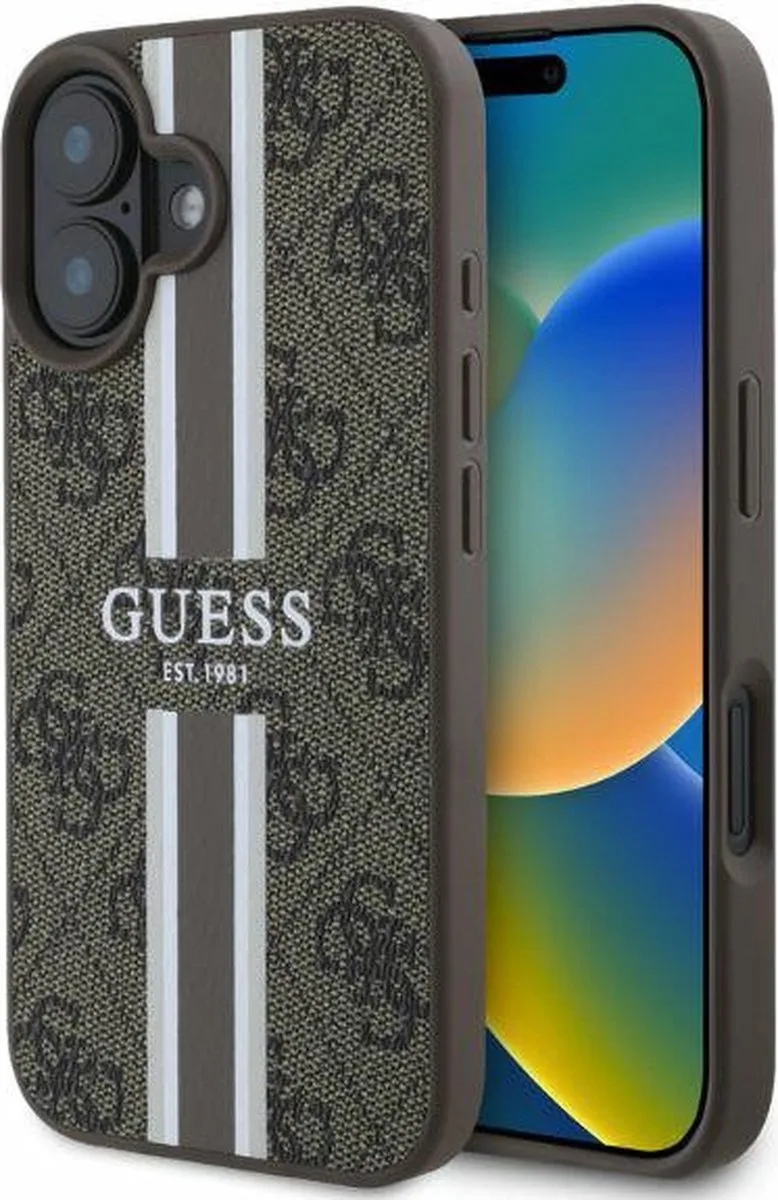 Hoesje geschikt voor Apple iPhone 16 från Guess i Brun – produktbild