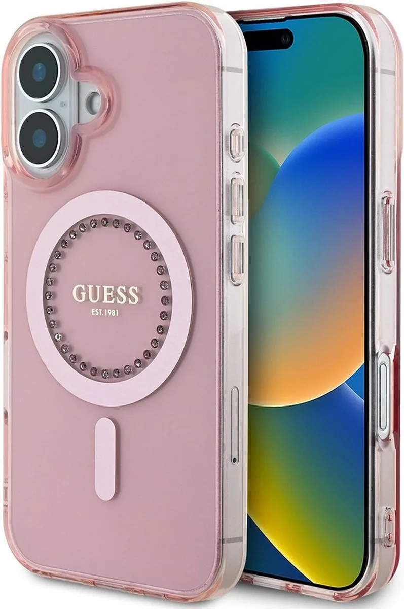 Hoesje geschikt voor Apple iPhone 16 van Guess in Roze – productfoto