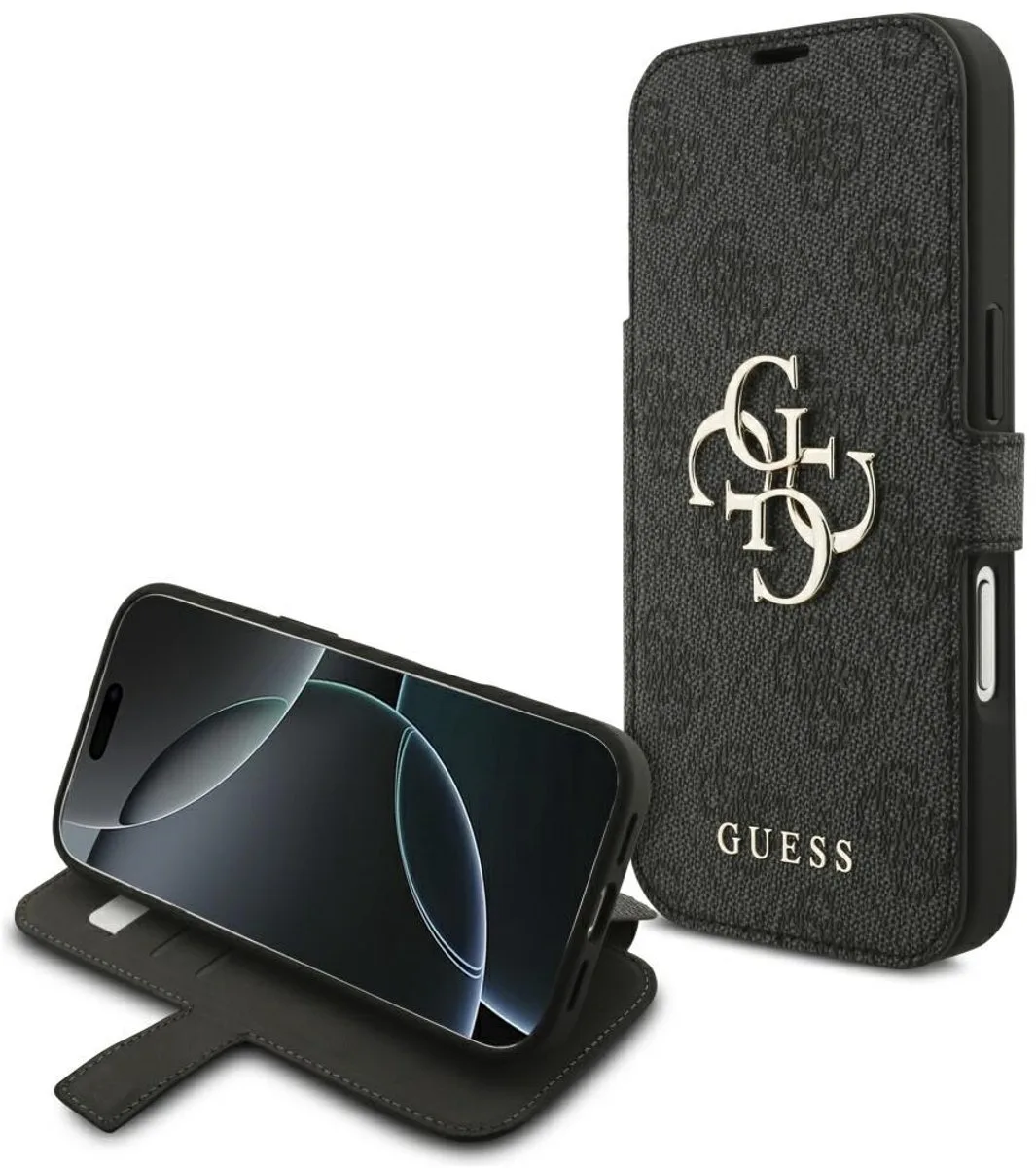 Hoesje Geschikt voor Apple iPhone 18 Pro Max | Wallet Book Case | Big 4G Logo | Portemonnee Hoesje | 3 Pasjes | Magneetsluiting | Stand Functie van Guess in Zwart – productfoto