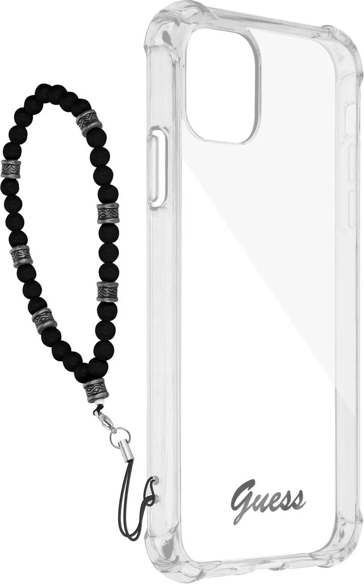 Hoesje Geschikt voor iPhone 12 / 12 Pro Schokbestendig met Parelarmband van Guess in Zwart – productfoto