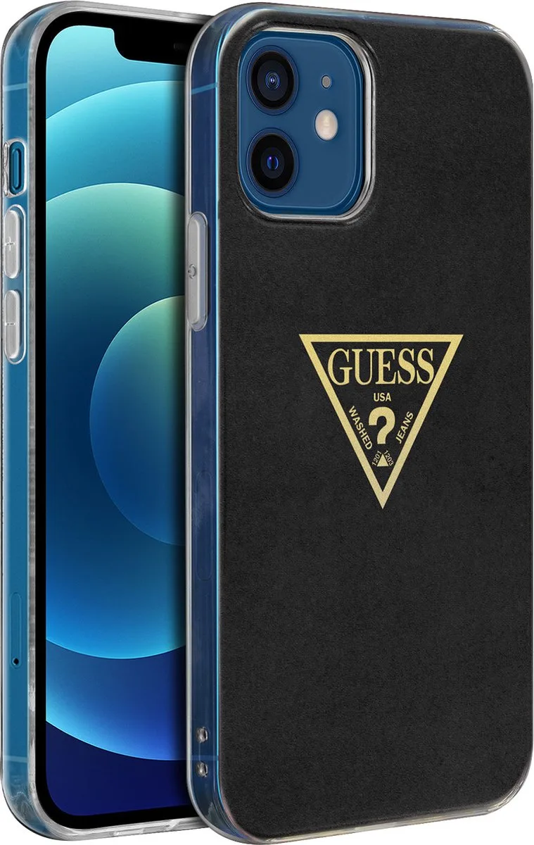 Hoesje Geschikt voor iPhone 12 Mini Metallic Serie van Guess in Zwart – productfoto