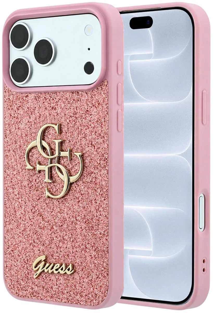 hoesje - Geschikt voor iPhone 17 Pro en 18 Pro - Glitter van Guess in Roze – productfoto