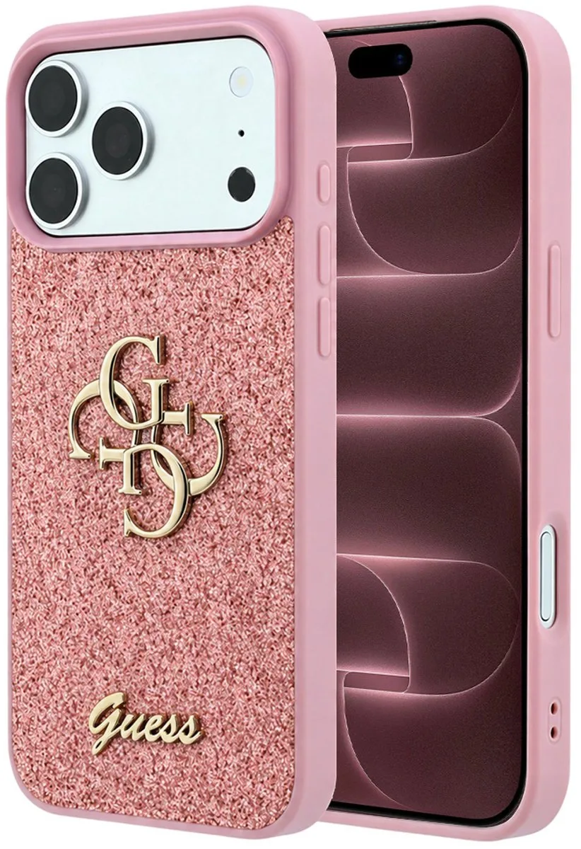 hoesje - Geschikt voor iPhone 17 Pro Max en geschikt voor iPhone 18 Pro Max - Glitter van Guess in Roze – productfoto