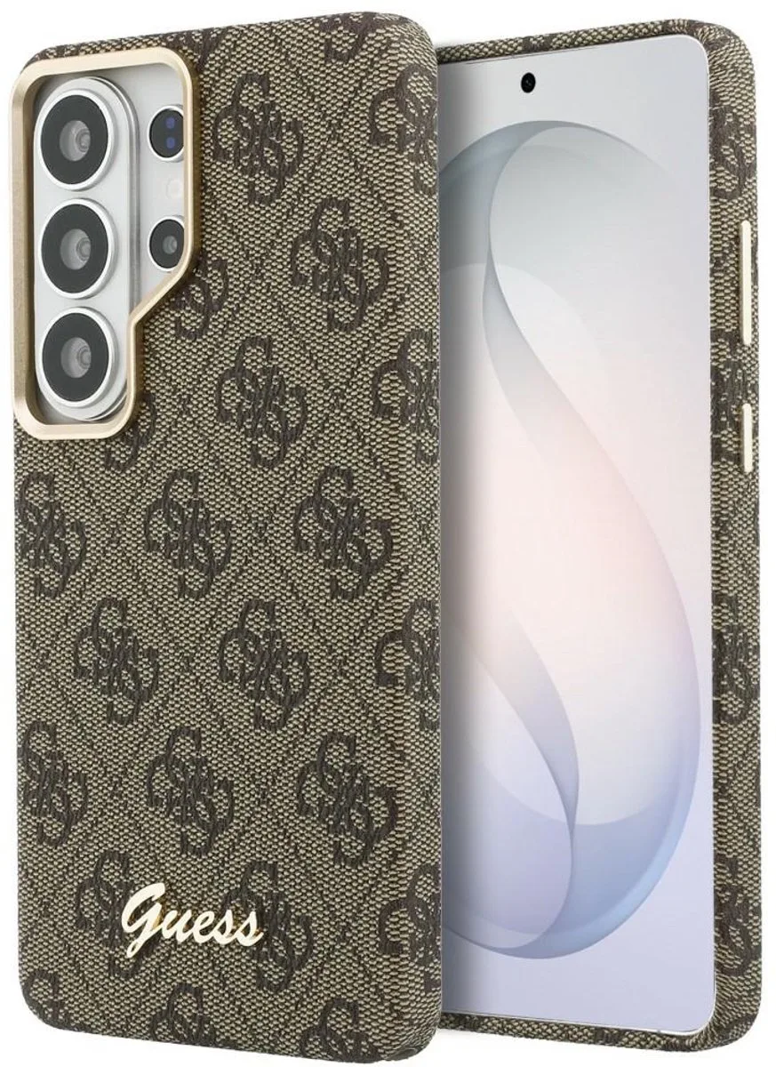 Hoesje Geschikt voor Samsung Galaxy S26 - 4G Script Logo - Compatibel met MagSafe - Back Cover van Guess in Bruin – productfoto