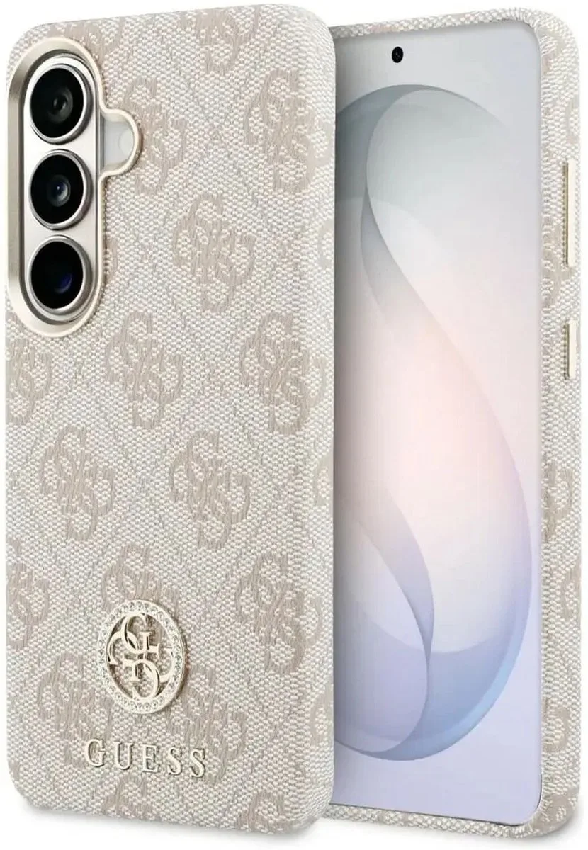 Hoesje Geschikt voor Samsung Galaxy S26 Plus - 4G Rhinestone Round Logo - Compatibel met MagSafe - Back Cover van Guess in Roze – productfoto