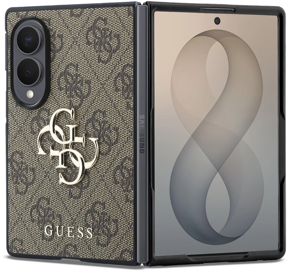hoesje geschikt voor Samsung Galaxy Z Fold8 - Kunstleer de Guess en Marron – photo produit