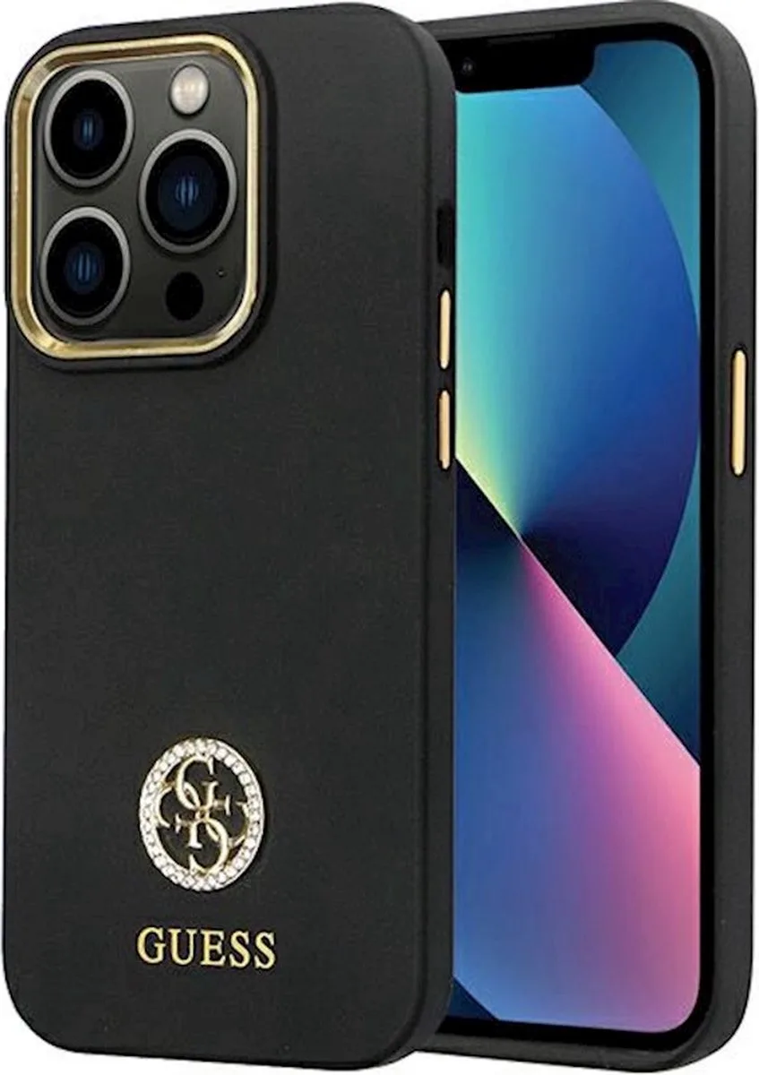 Hoesje Guess GUHCP14XM4DGPK iPhone 14 Pro Max 6,7" zwarte hardcase siliconen logo Strass 4G van Guess in Zwart – productfoto