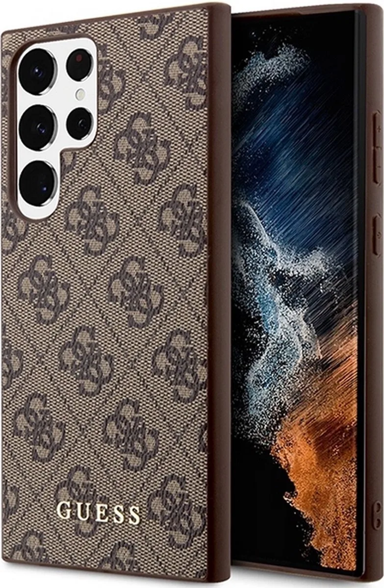 Hoesje Hard Case 4G Logo Metal Geschikt voor Samsung Galaxy S23 Ultra van Guess in Bruin – productfoto