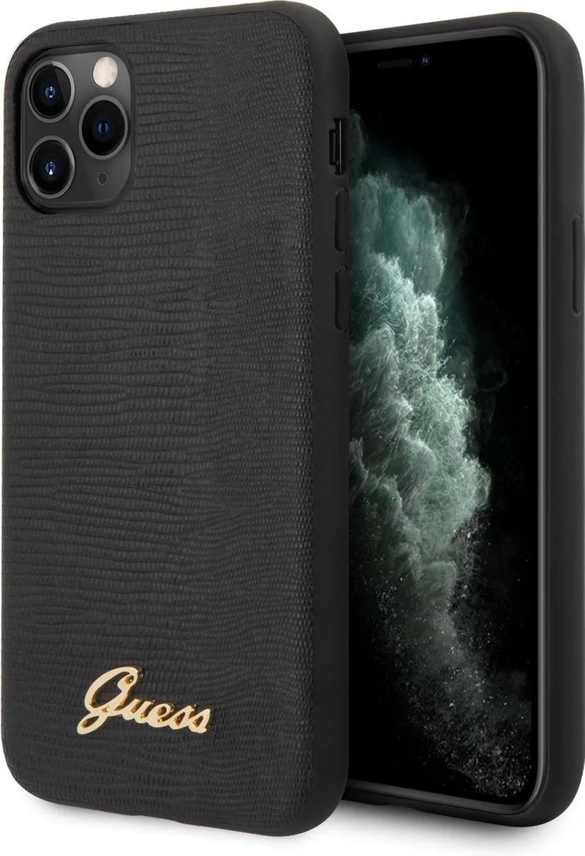 hoesje van Guess - Backcover - iPhone 11 Pro - Lizard Print van Guess in Zwart – productfoto