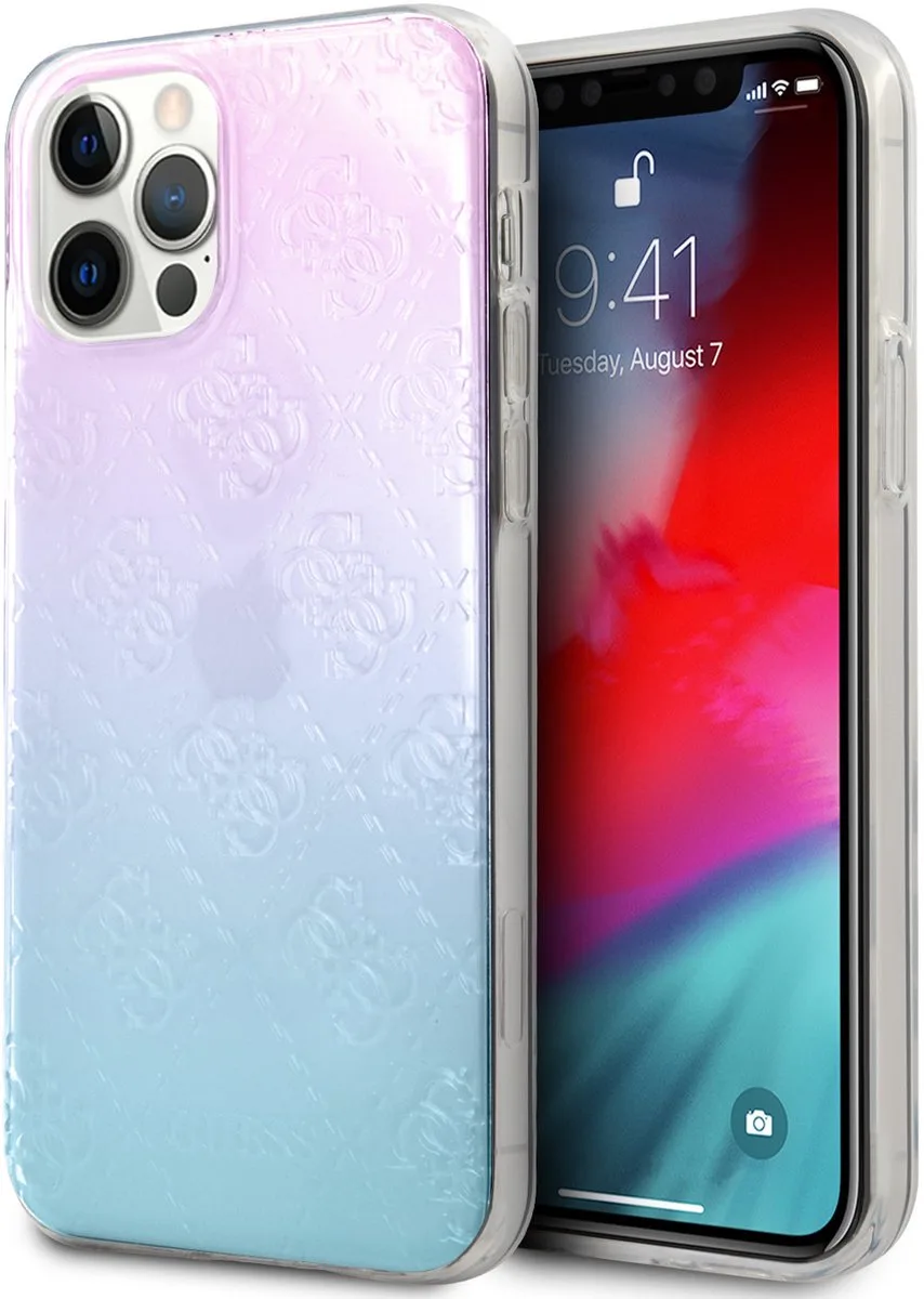 hoesje van Guess - Backcover - iPhone 12 - 12 Pro - Gradient fra Guess i Blå – produktbillede