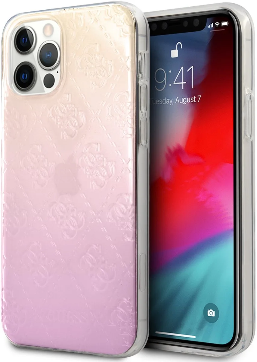 hoesje van Guess - Backcover - iPhone 12 - 12 Pro - Gradient by Guess in Pink – product photo