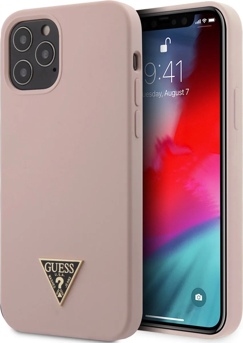 hoesje van Guess - Backcover - iPhone 12 - 12 Pro - Silicone van Guess in Roze – productfoto