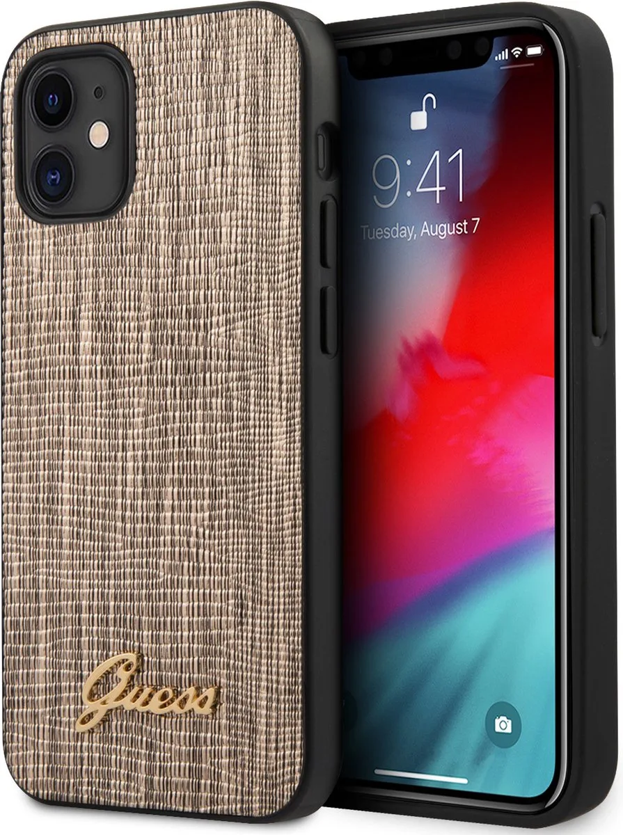 hoesje van Guess - Backcover - iPhone 12 Mini - Lizard de Guess en Or – photo produit