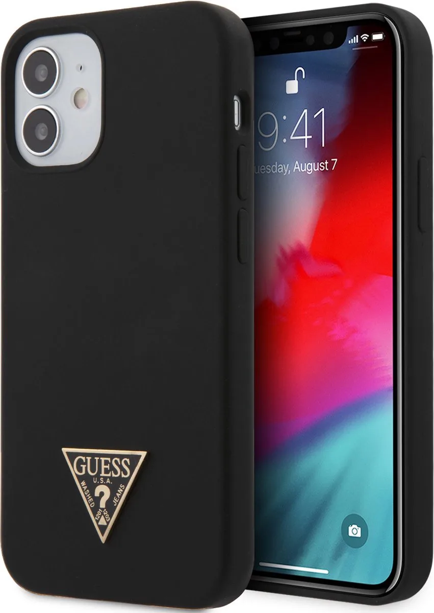 hoesje van Guess - Backcover - iPhone 12 Mini - Triangle de Guess en Noir – photo produit