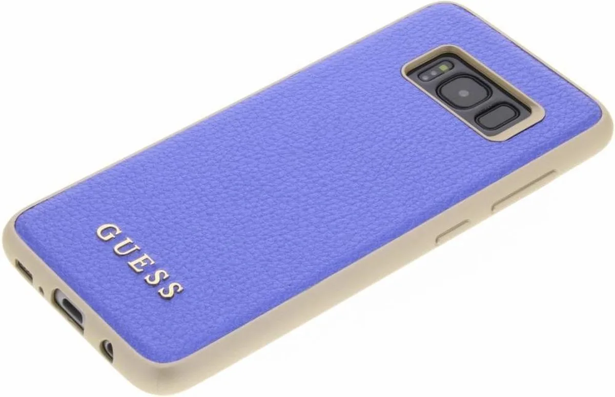 hoesje van Guess - Backcover - IriDescent - Leer - Galaxy S8 - Siliconen rand de Guess en Bleu – photo produit