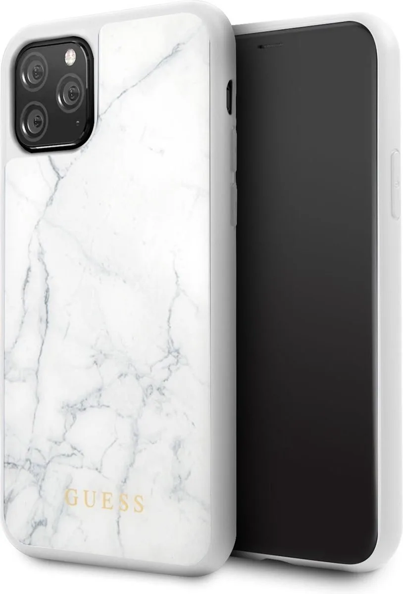 hoesje van Guess - Backcover - Marble Collection - iPhone 11 Pro - Original - GUHCN58HYMAWH de Guess en Blanc – photo produit