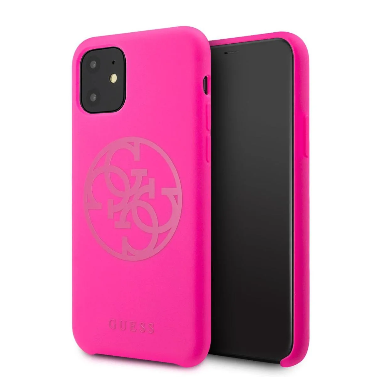 hoesje van Guess - iPhone 11 - Backcover - GUHCN61LS4GFU - Silicone de Guess en Fuschia – photo produit