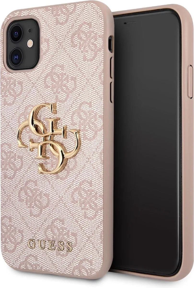 hoesje van Guess - TPU Backcover - geschikt voor iPhone 11 - 4G - Big Metal Logo de Guess en Rose – photo produit