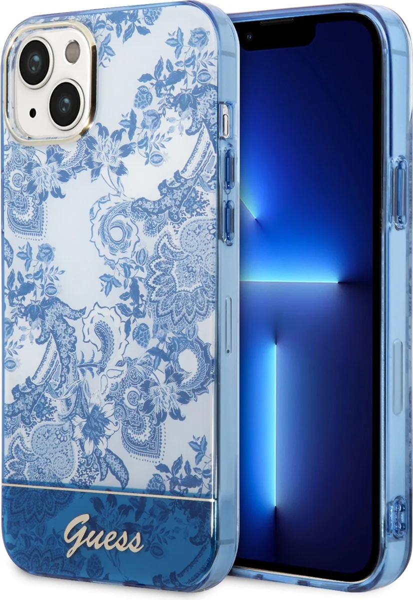 hoesje voor iPhone 14 - Backcover - Porselein Collectie de Guess en Bleu – photo produit