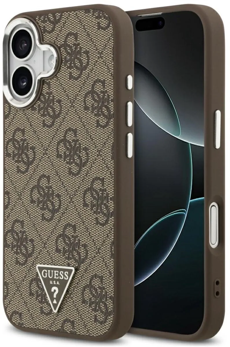 Hoesje Voor Iphone 17 Met Driehoek Logo Magsafe Leder de Guess en Noir – photo produit
