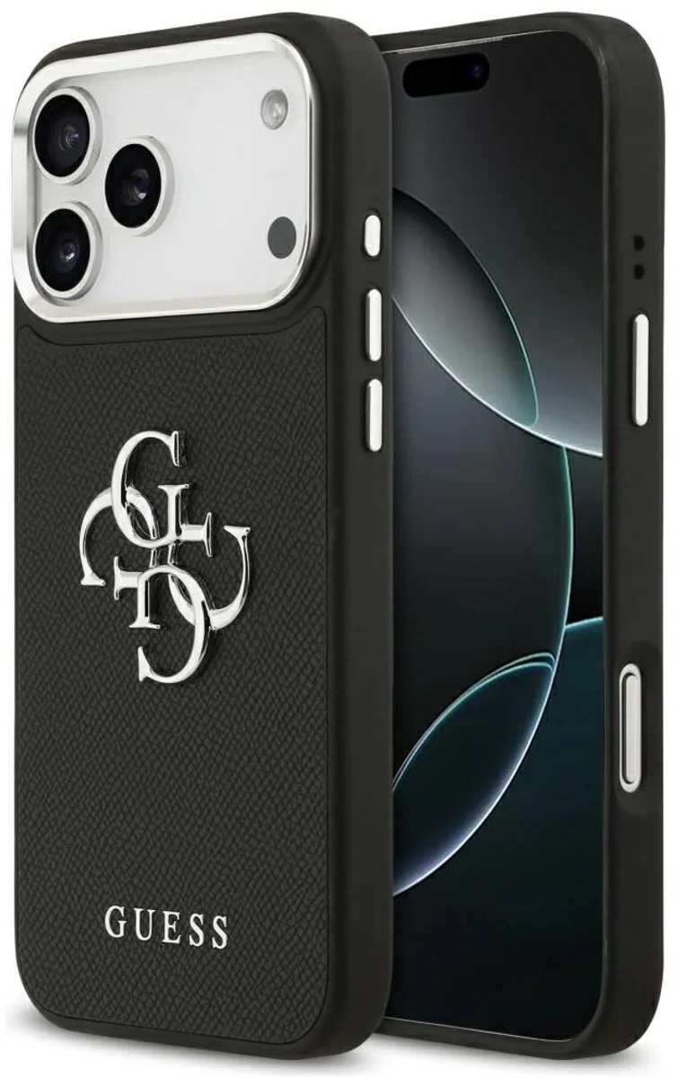 Hoesje Voor Iphone 17 Pro Gekorreld Logo 4G Magnetisch Met Logo de Guess en Noir – photo produit