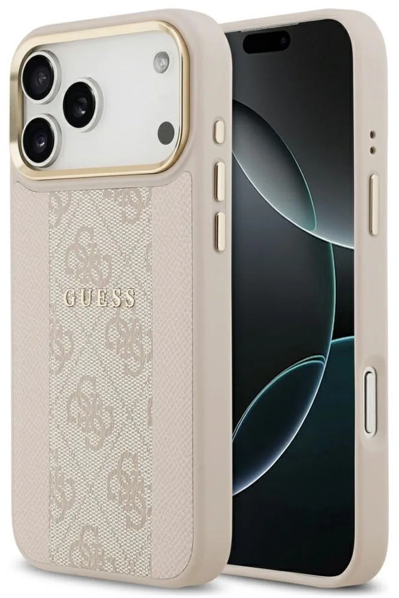 Hoesje Voor Iphone 17 Pro Max Magsafe Stripe Logo 4G Met Magnetische de Guess en Rose – photo produit