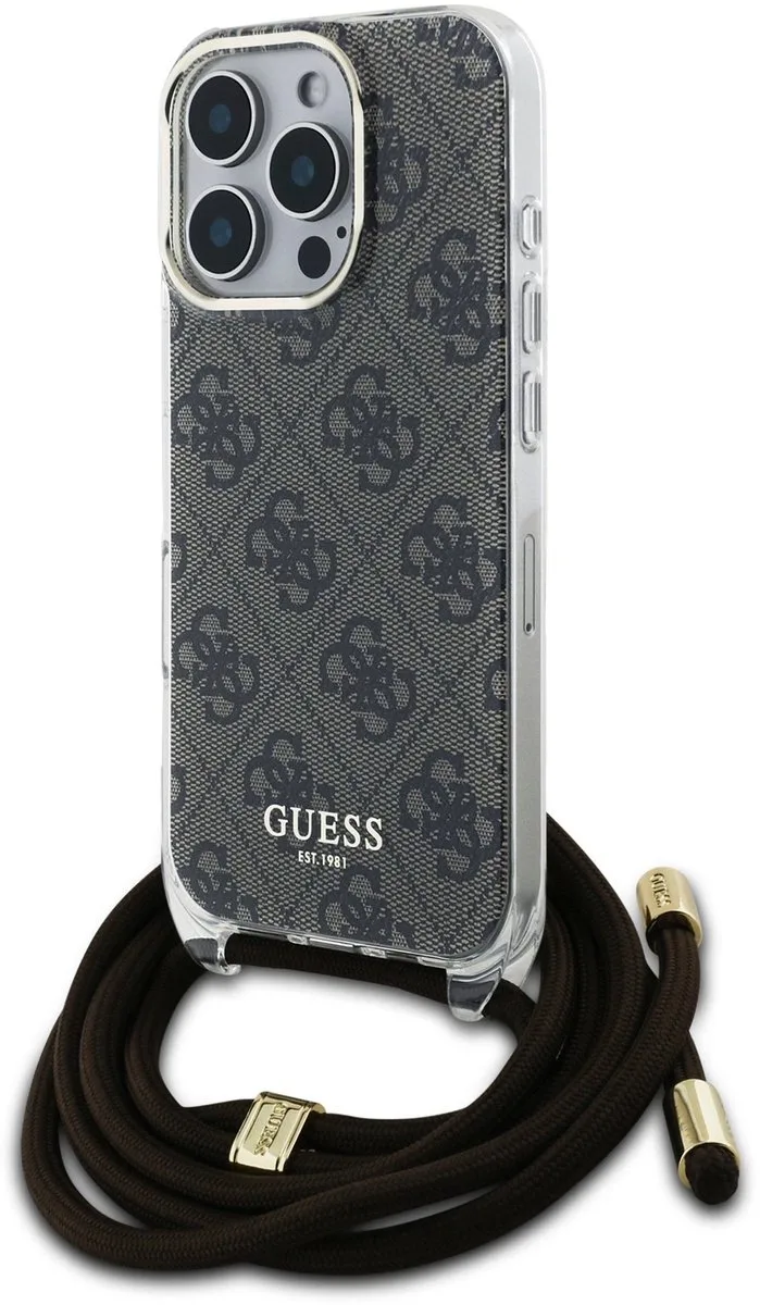 IML 4G Crossbody geschikt voor iPhone 16 Pro Max hoesje met koord van Guess in Bruin – productfoto