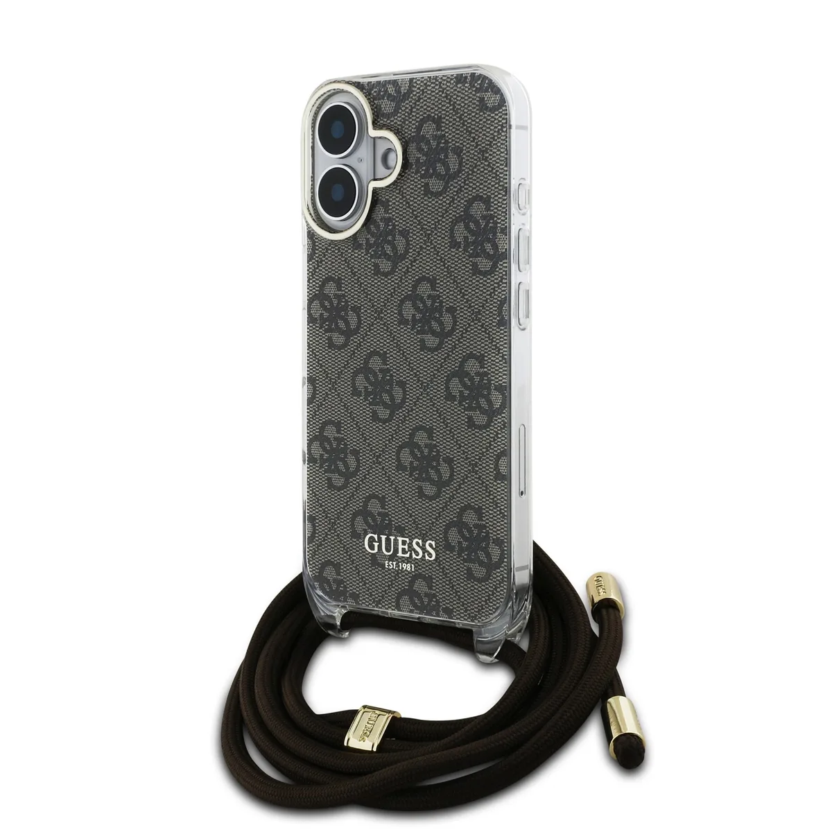 IML 4G Crossbody iPhone 16 hoesje met koord - Bruin van Guess – productfoto