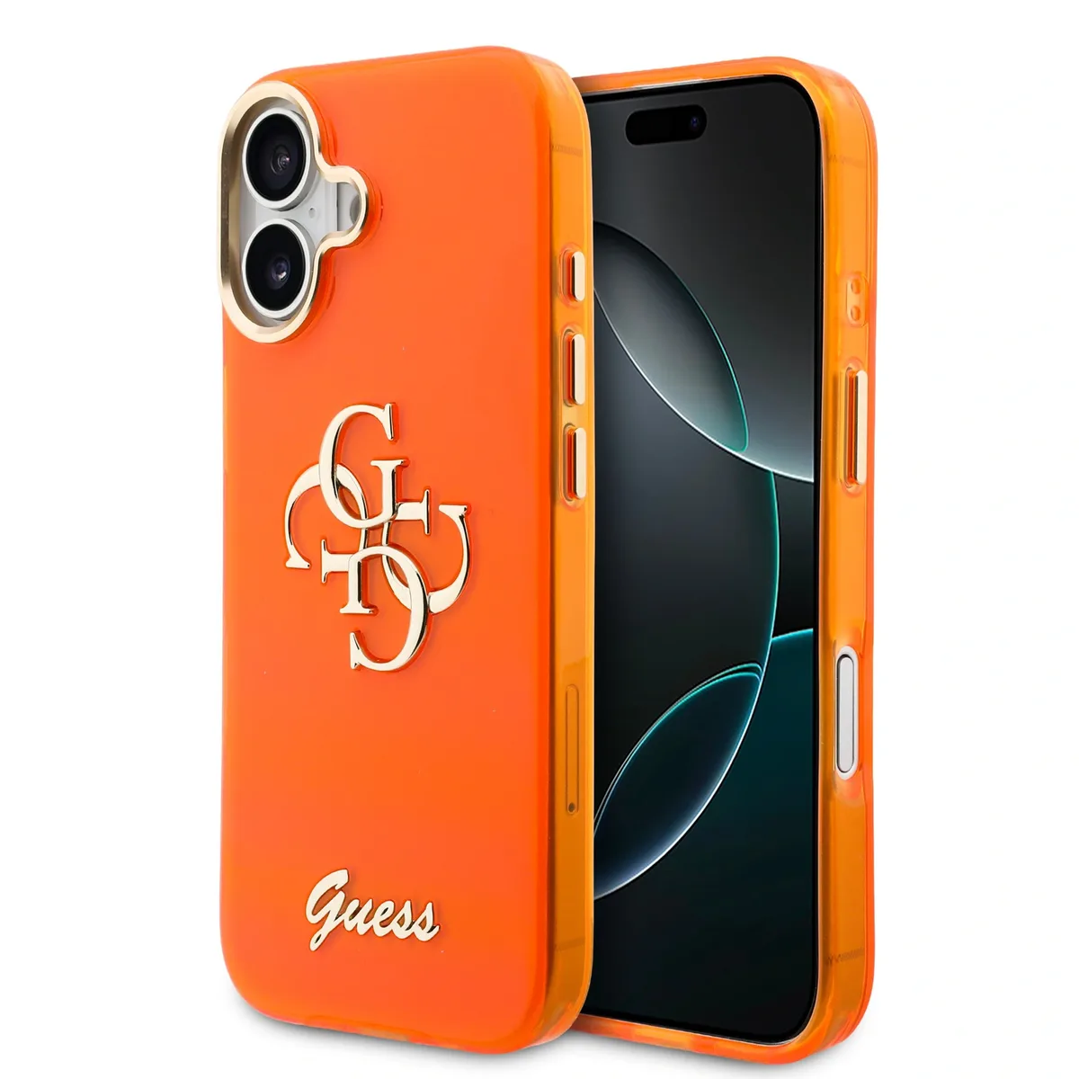 IML 4G Script Metal Logo Hoesje iPhone 17 - Oranje van Guess – productfoto