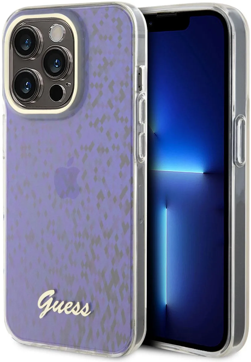 IML Case with Faceted Mirror Disco Pattern for iPhone 15 Pro - Blue van Guess in Paars – productfoto